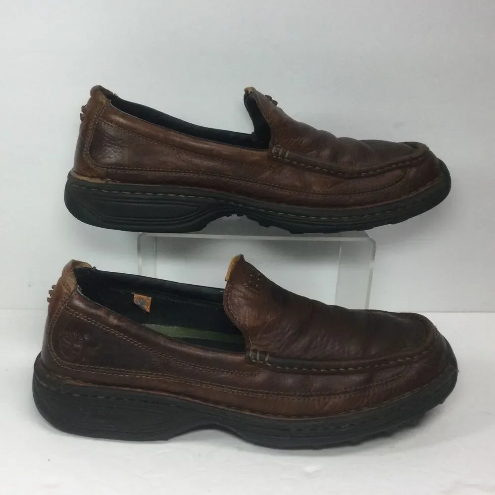 Timberland Loafer Mens Size 9 M Shoes Pebbled‎ Leather Slip On Brown 79504